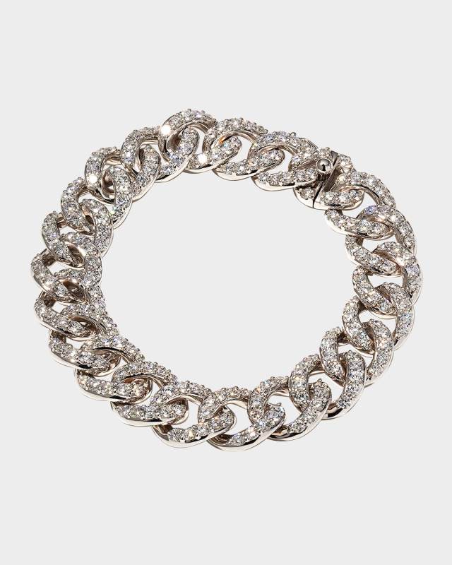 18k White Gold Diamond Curb-Link Bracelet